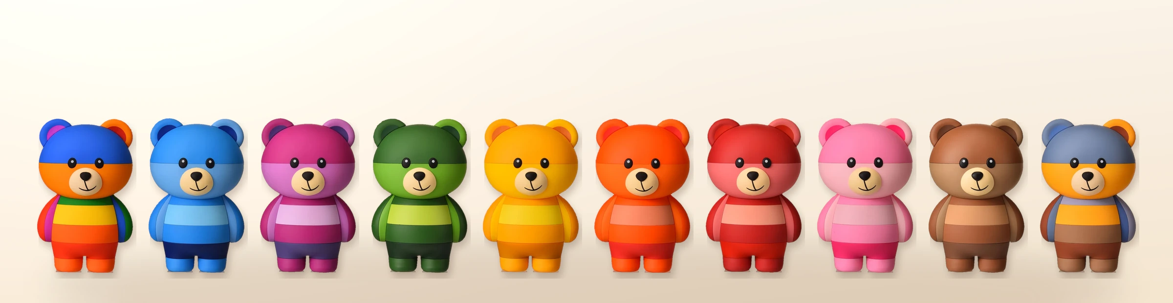 十位 TimyBear 角色家族排列