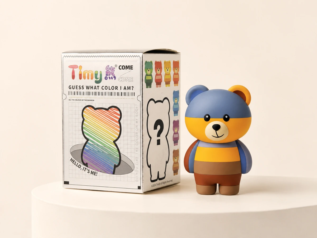 TimyBear 盲盒包装与拆盒后的硬质角色